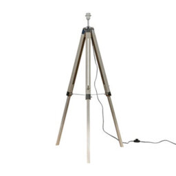 Valuelights Clipper Modern Distressed Wood And Silver Chrome Tripod Floor Lamp Base