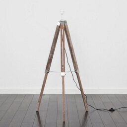Valuelights Clipper Modern Distressed Wood And Silver Chrome Tripod Floor Lamp Base - thumbnail 4