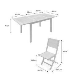 Sweeek - 6-Seater Extendable Wooden Garden Table With 6 Textilene Chairs Natural 180X80X75 Cm - Almeria Table 180Cm + 6 Chairs - thumbnail 5