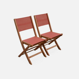 Sweeek - 6-Seater Extendable Wooden Garden Table With 6 Textilene Chairs Natural 180X80X75 Cm - Almeria Table 180Cm + 6 Chairs - thumbnail 2
