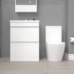 Nes Home White 600mm 2 Drawers Freestanding Basin Vanity & Close Coupled Toilet - thumbnail 2