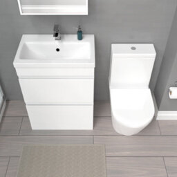 Nes Home White 600mm 2 Drawers Freestanding Basin Vanity & Close Coupled Toilet - thumbnail 3