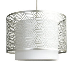 Valuelights Eugene White And Grey Geometric Design Cylinder Ceiling Light Shade (D)32Cm - thumbnail 1