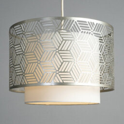 Valuelights Eugene White And Grey Geometric Design Cylinder Ceiling Light Shade (D)32Cm - thumbnail 2