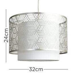 Valuelights Eugene White And Grey Geometric Design Cylinder Ceiling Light Shade (D)32Cm - thumbnail 5