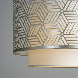 Valuelights Eugene White And Grey Geometric Design Cylinder Ceiling Light Shade (D)32Cm - thumbnail 4