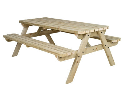 Arbor Garden Solutions Fortem Rounded Pub Style Picnic Table Benches Set (5Ft, Natural Finish) - image 1