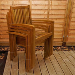 Outdoor Teak 7 Piece Dining Set With 6 Stacking Chairs And Rectangular Table - Easy, Quick Assembly - thumbnail 4