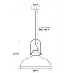 Ledsone Vintage Style Brushed Copper Metal Ceiling Pendant Light 36Cm W Curvy Shape E27 Large Lamp Shade Fitting Fixtures - thumbnail 6