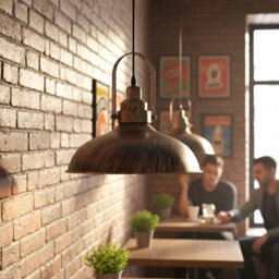 Ledsone Vintage Style Brushed Copper Metal Ceiling Pendant Light 36Cm W Curvy Shape E27 Large Lamp Shade Fitting Fixtures - thumbnail 4