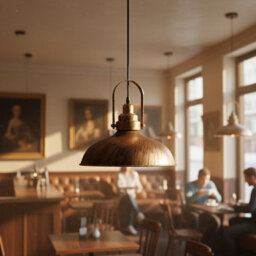 Ledsone Vintage Style Brushed Copper Metal Ceiling Pendant Light 36Cm W Curvy Shape E27 Large Lamp Shade Fitting Fixtures - thumbnail 3