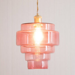 Valuelights Lane Pink Glass 5 Tier Layered Easy Fit Ceiling Lamp Shade (D)23.5Cm - thumbnail 3