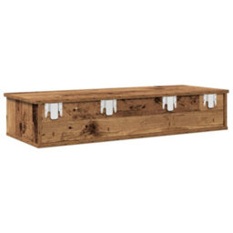 Berkfield Wall Shelf With Drawers Old Wood 100X37.5X19 Cm Engineered Wood - thumbnail 6