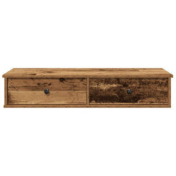 Berkfield Wall Shelf With Drawers Old Wood 100X37.5X19 Cm Engineered Wood - thumbnail 4