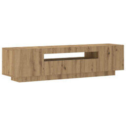 Berkfield Modern Tv Cabinet With Led Lights Artisan Oak 160X35X40 Cm Engineered Wood - thumbnail 6