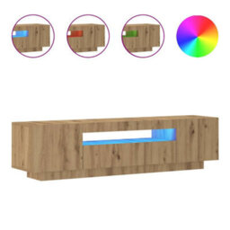 Berkfield Modern Tv Cabinet With Led Lights Artisan Oak 160X35X40 Cm Engineered Wood - thumbnail 1
