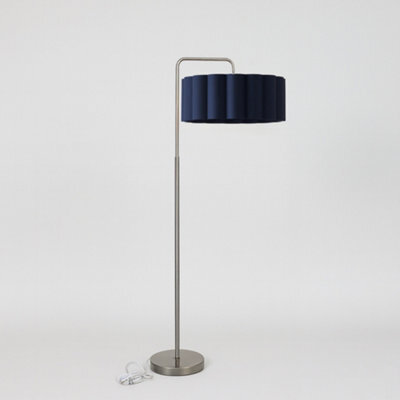CGC Lighting Cgc Kyra Brushed Nickel Angled Floor Lamp With Large Navy Scalloped Lampshade - image 1