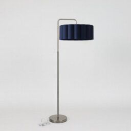 CGC Lighting Cgc Kyra Brushed Nickel Angled Floor Lamp With Large Navy Scalloped Lampshade - thumbnail 2