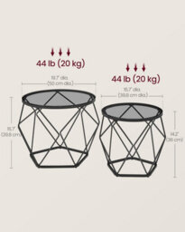 Songmics Vasagle Round Coffee Tables, Set Of 2 Side Tables, Modern, Removable Tabletop, Steel, For Living Room, Slate Grey & Ink Black - thumbnail 2