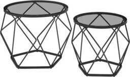 Songmics Vasagle Round Coffee Tables, Set Of 2 Side Tables, Modern, Removable Tabletop, Steel, For Living Room, Slate Grey & Ink Black - thumbnail 8