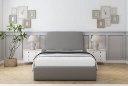 "Sloomy Belvoir Pewter Dumfries Bed Frame With Mattress With 45"" Upholstered Headboard 2'6 Small Single" - thumbnail 1