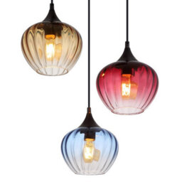 Luminosa Lighting Luminosa Sander Cluster Pendant Ceiling Light Matt Black Blue Blending Glass Shade 3X E27 - thumbnail 3