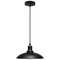 Long Life Lamps Company Industrial Vintage Ceiling Pendant Light Black Metal Lampshade M0132 - thumbnail 3