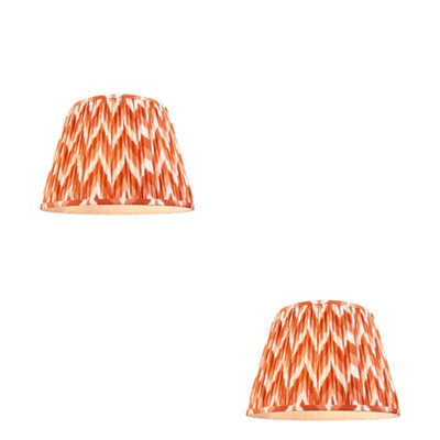 Loops Set Of 2 Stylish 40Cm Apricot Orange Tapered Lamp Shades With Unique Zigzag Pattern - image 1
