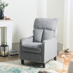Wyld And Coco Heritage Living Reclining Armchair, Grey Fabric, High Back, Adjustable Back And Integrated Footstool - thumbnail 2