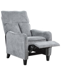 Wyld And Coco Heritage Living Reclining Armchair, Grey Fabric, High Back, Adjustable Back And Integrated Footstool - thumbnail 3