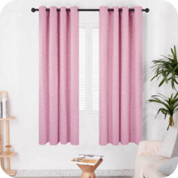 Deconovo Foil Printed Blackout Curtains Thermal Insulated Window Eyelet Girls Curtains Bedroom Curtains 66 X 54 Inch Pink 2 Panels - thumbnail 2