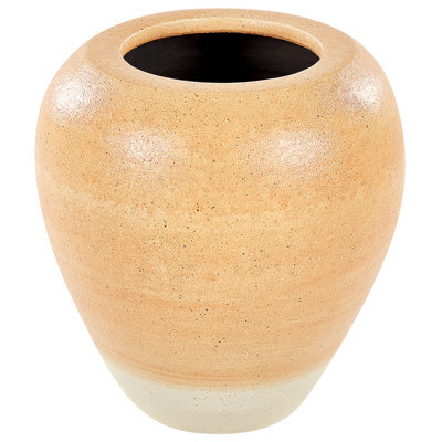 Beliani Decorative Vase Skione Ceramic 34 Cm Light Brown - image 1