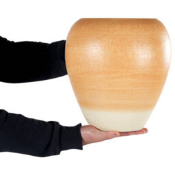Beliani Decorative Vase Skione Ceramic 34 Cm Light Brown - thumbnail 4