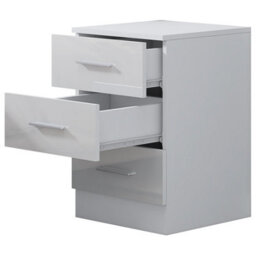 Reflect 3 Drawer Bedside - White Gloss & Matt White - Modern Nightstand For Bedroom Storage - H: 59.5Cm X W: 39.5Cm X D: 38Cm - thumbnail 5