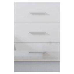 Reflect 3 Drawer Bedside - White Gloss & Matt White - Modern Nightstand For Bedroom Storage - H: 59.5Cm X W: 39.5Cm X D: 38Cm - thumbnail 4