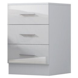 Reflect 3 Drawer Bedside - White Gloss & Matt White - Modern Nightstand For Bedroom Storage - H: 59.5Cm X W: 39.5Cm X D: 38Cm - thumbnail 3
