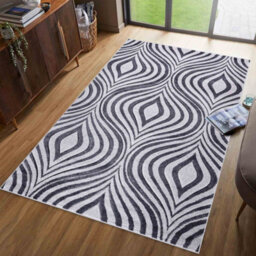 Valencia Modern Ogee Design Carved Area Rugs Dark Grey 120X170 Cm - thumbnail 3