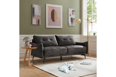 Home Detail Kensington 3 Seater Velvet Sofa, Steel Grey Velvet - image 1