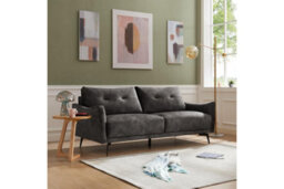 Home Detail Kensington 3 Seater Velvet Sofa, Steel Grey Velvet - thumbnail 1