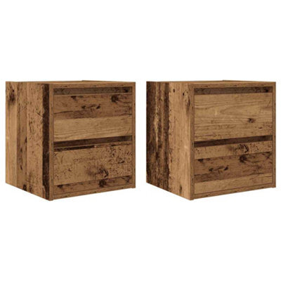 Berkfield Durable Wall-Mounted Bedside Cabinets 2 Pcs Old Wood 38X34X40 Cm