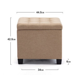 Hnnhome Pouffe Footstool Ottoman Storage Box,45Cm Cube Strong Wooden Frame Linen Seat Chair With Lids For Bedroom(Beige) - thumbnail 3