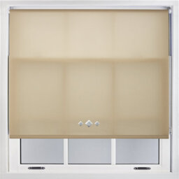 FURNISHED Trimmable Roller Blind With Triple Diamond Chrome Eyelet And Metal Fittings - Cappuccino Daylight Shade (W)45Cm X (L)210Cm