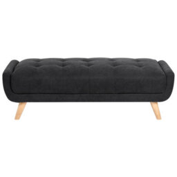 Beliani Retro Ottoman Habo Fabric Black - thumbnail 4