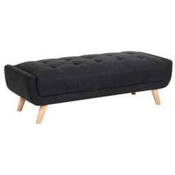 Beliani Retro Ottoman Habo Fabric Black - thumbnail 1