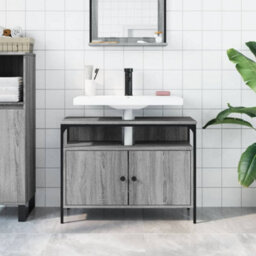 Berkfield Bathroom Sink Cabinet Grey Sonoma 80X30X60 Cm Engineered Wood - thumbnail 3