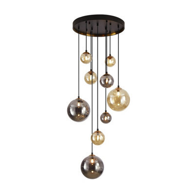 Luminosa Lighting Luminosa Dark 9 Light Cluster Pendant Ceiling Light Black, Brass, 2-Tone Crystal, G9 - Uk Stock - image 1
