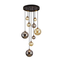 Luminosa Lighting Luminosa Dark 9 Light Cluster Pendant Ceiling Light Black, Brass, 2-Tone Crystal, G9 - Uk Stock - thumbnail 1