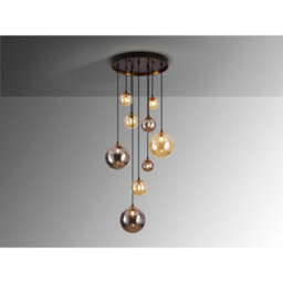 Luminosa Lighting Luminosa Dark 9 Light Cluster Pendant Ceiling Light Black, Brass, 2-Tone Crystal, G9 - Uk Stock - thumbnail 4