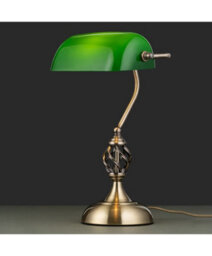 Lighting Supermarket Kingswood Barley Twist Traditional Bankers Lamp - Antique Brass - Green Glass Shade - thumbnail 6