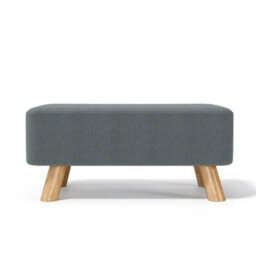 Living And Home Tofu Shaped Grey Linen Upholstered Footstool Footrest With Solid Wooden Legs W 570 X D 280 X H 257 mm - thumbnail 2